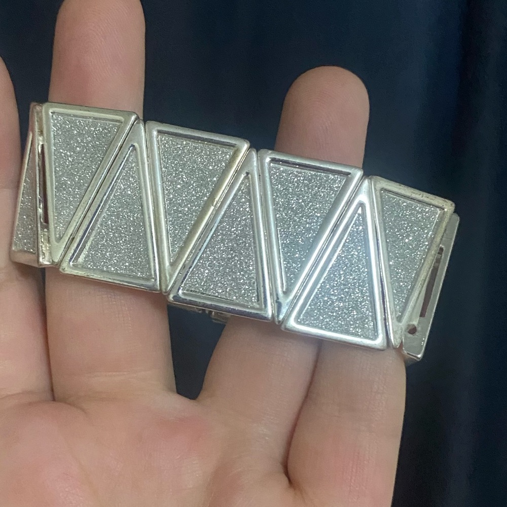 Silver Glitter Cuff Bracelet